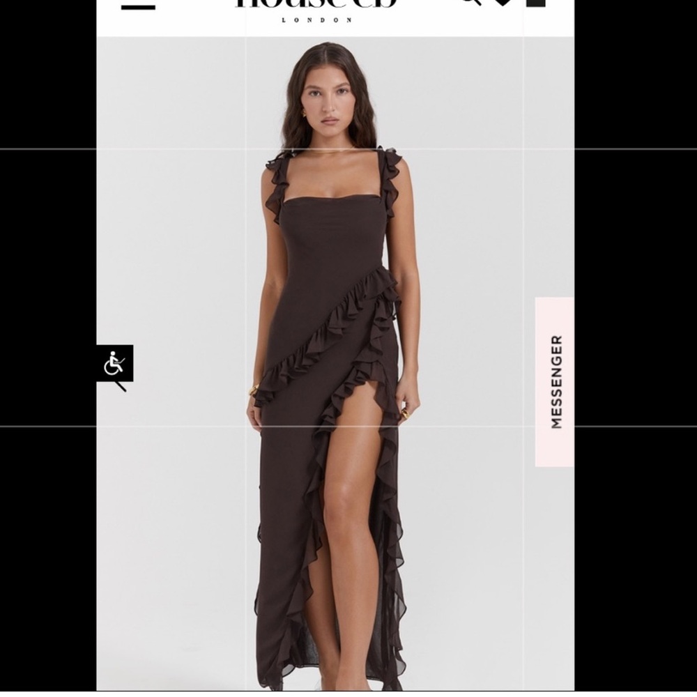 House of CB Ariela Ruffle Dress - Brown - S
